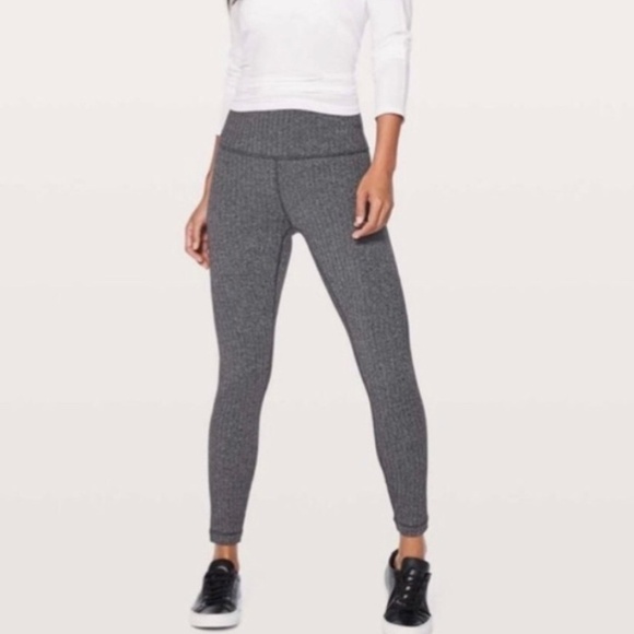 Lululemon Wunder Under High-Rise Herringbone Heather Gray Leggings  Size 10 - Picture 2 of 8
